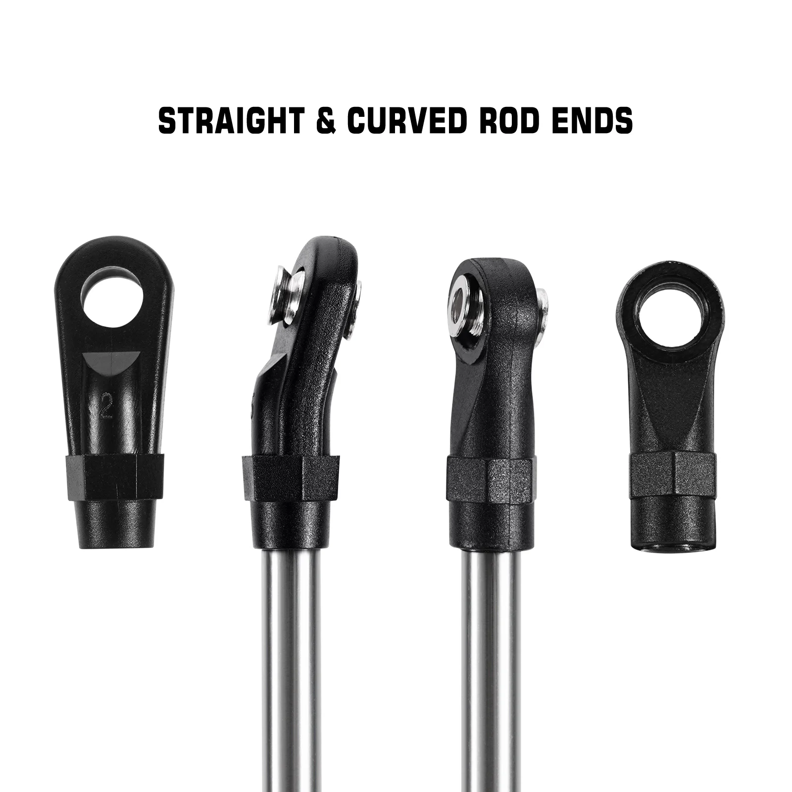 Enlaces de construcción de acero inoxidable INJORA con extremos de varilla para coche trepador de control remoto 1/10