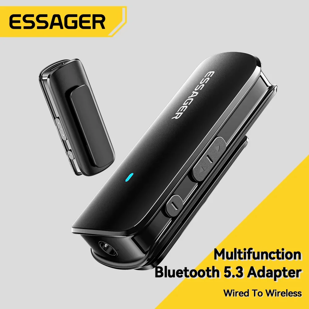 Essager-Adaptador multifuncional Bluetooth 5,3, conector auxiliar de 3,5mm, adaptador inalámbrico estéreo para auriculares, teléfonos, TV, receptor de Audio para coche