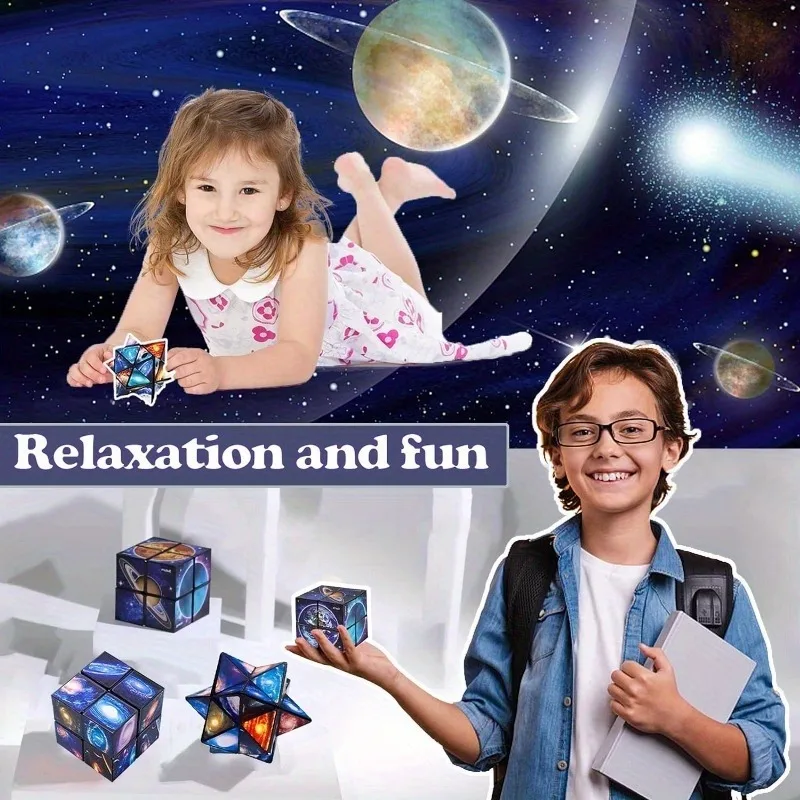 Cube magique 2 en 1 Star Sky, jouet EDC, Cube infini, Fidget, Puzzle, jouet torsadé, décompression créative, cadeau d'anniversaire