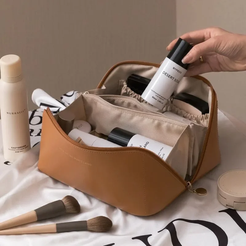 Bolsa de maquillaje de viaje de gran capacidad para mujer, organizador de cosméticos impermeable con gancho para colgar | Estuche de aseo aprobado por TSA para aeropuertos