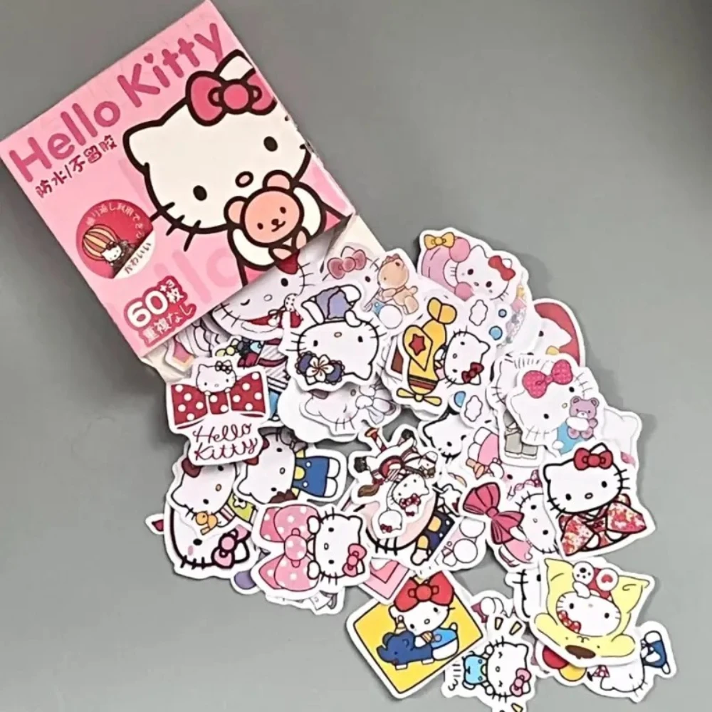 60 Pz/scatola Kawaii Anime Sanrio Adesivi Hello Kitty Kuromi Cinnamoroll Pochacco Adesivi FAI DA TE Cancelleria Simpatico Cartone Animato Adesivo Regalo