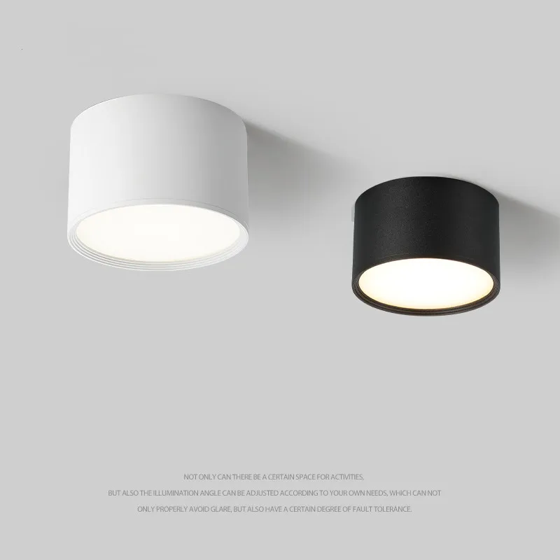 Ultra-thin surface-mounted downlight, round LED no-punch ceiling floodlight, commercial office corridor ceiling bucket light