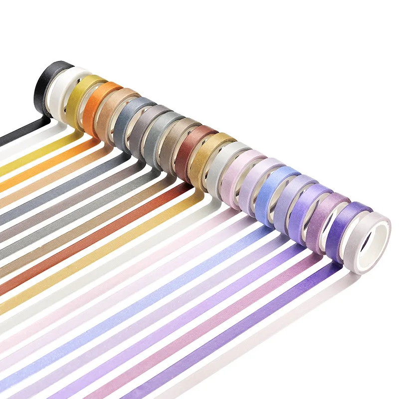 60pcs non-repetitive basic solid color rainbow tape, for notebook diary DIY decoration, office layout and paper sticker box set