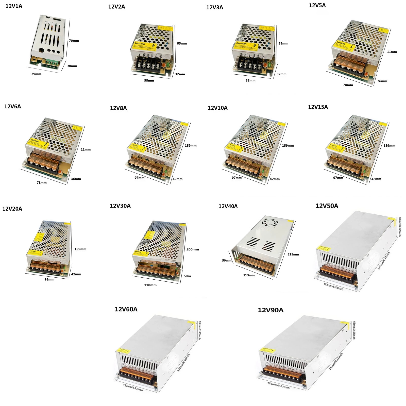 VUSUM Trasformatore di illuminazione AC110V-220V a DC 5V 12V 24V 48V Adattatore di alimentazione 2A 5A 10A 15A 20A 30A Driver interruttore striscia LED