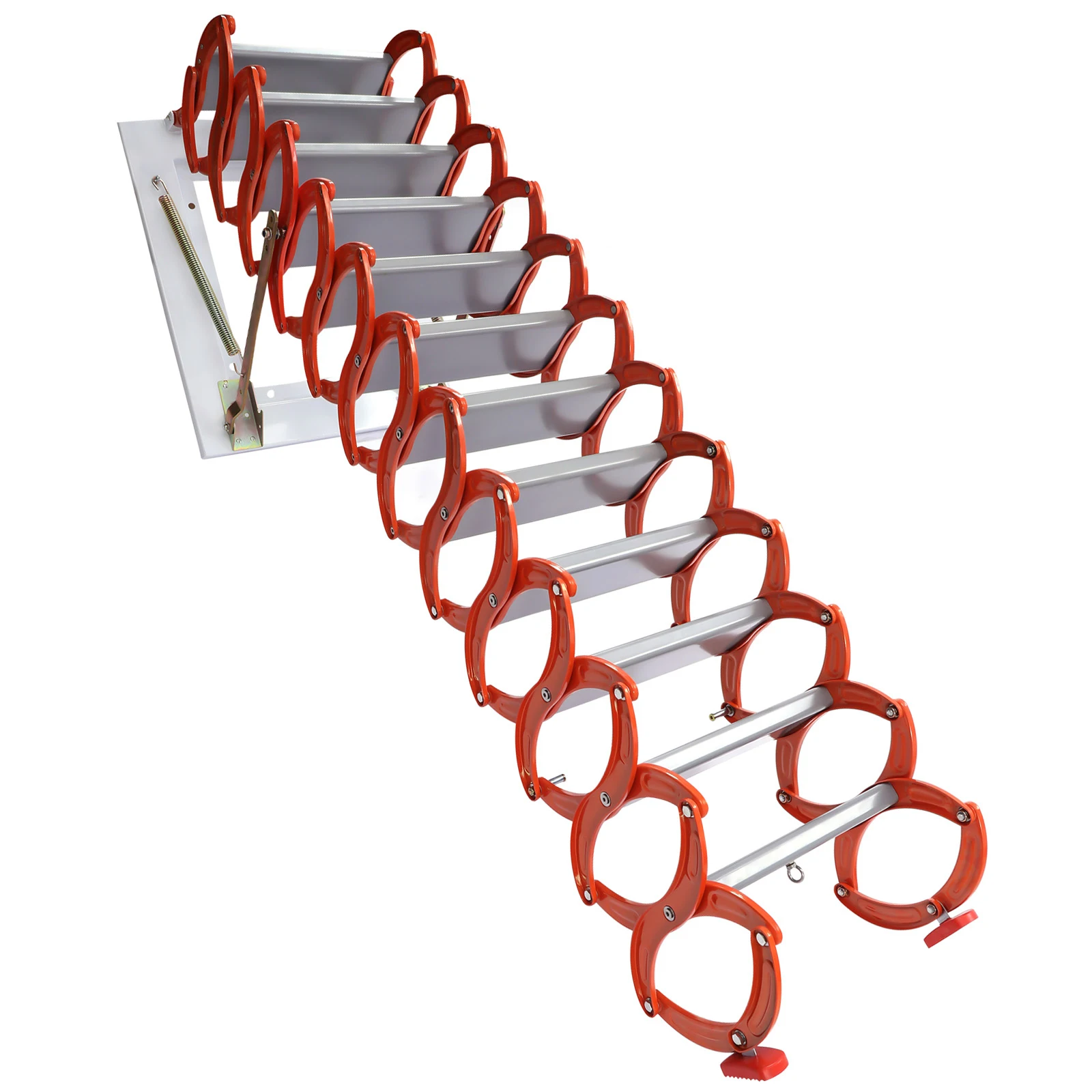 Attic Stairs 12 Lattice Foldable Stairs Step Ladders Wall-Mounted Type Attic Ladder Alloy Extension Loft Ladder Blue/Orange