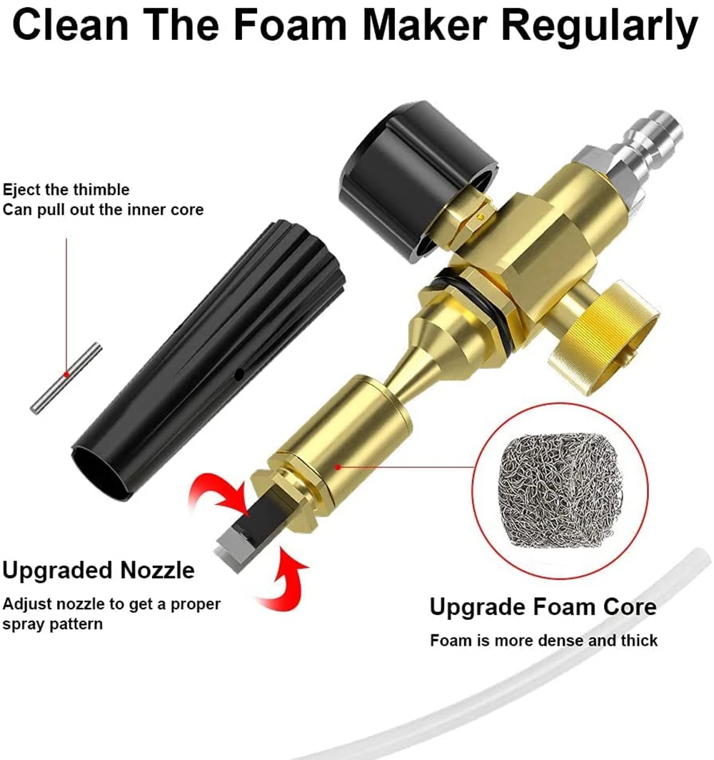 1L Snow Foam Lance Car Foam Cannon Pressure Washer Jet Wash Quick Release Adjustable Nozzle Foam Dispenser for Pressure Washer
