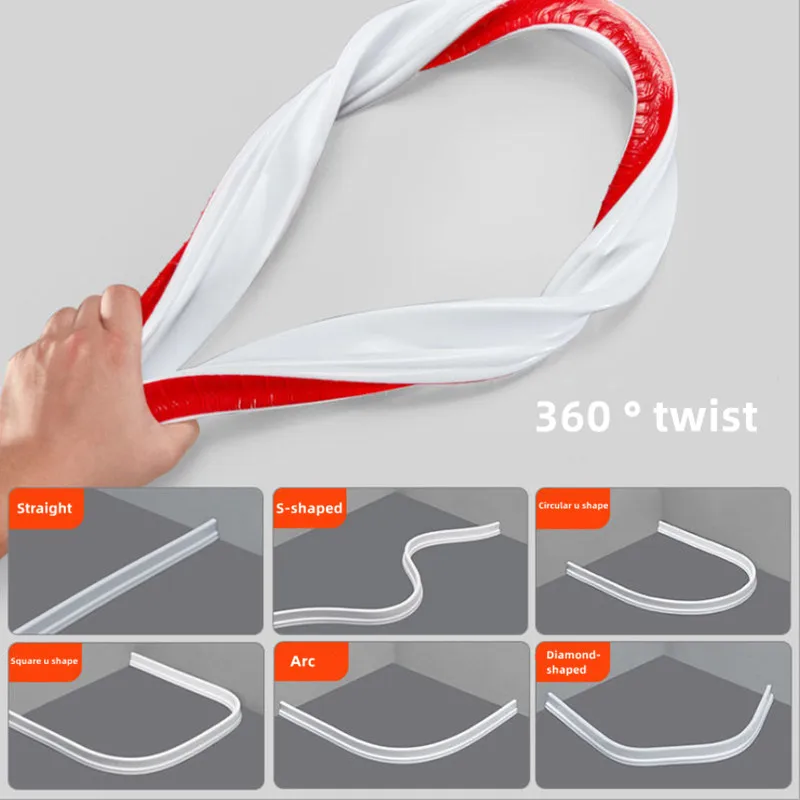 Tira de retención de agua flexible de silicona autoadhesiva, barrera de agua para ducha, accesorios de ducha de separación de baño
