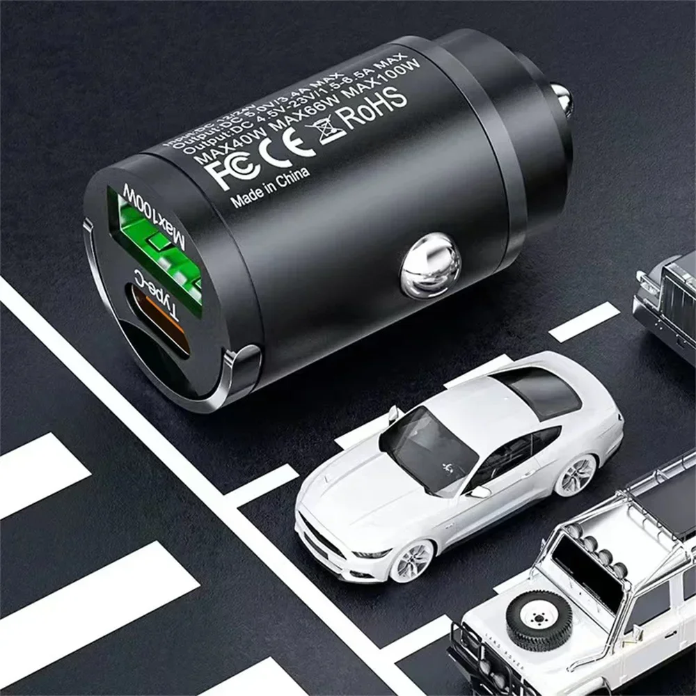 USB 100W Mini Auto Ladegerät Schnelle Lade Kopf Zigarette Leichter im Auto Für Xiaomi Samsung Huawei QC3.0 PD Typ C Auto Telefon Ladung