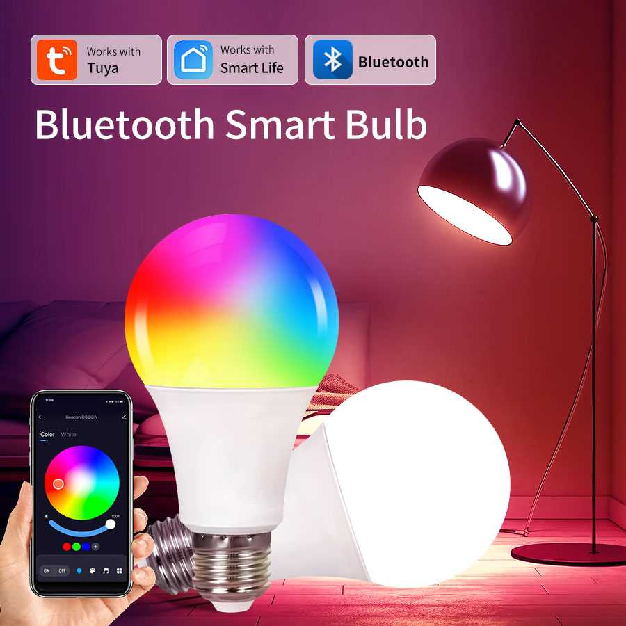 Smart Led-lampe Tuya Bluetooth RGBCW Glühbirne Telefon APP Steuerung E27 220V-240V 110V bunte LED Lampe Für Schlafzimmer Umgebungs Licht