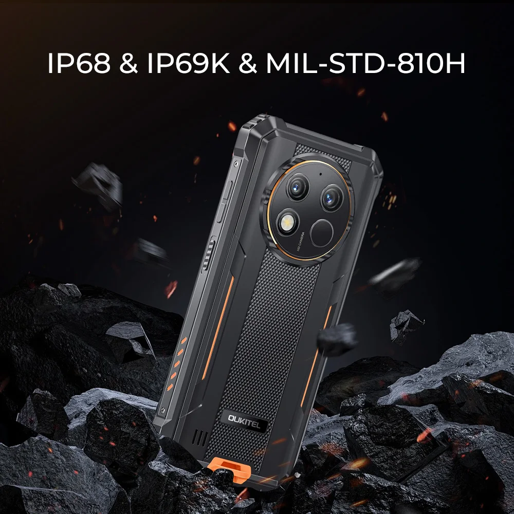 【Marke+】OUKITEL G1 Robustes Telefon -24(6+18)GB+256GB, 6,52" Display, IP68 wasserdicht, NFC-Smartphone, Android 14,48MP Kamera