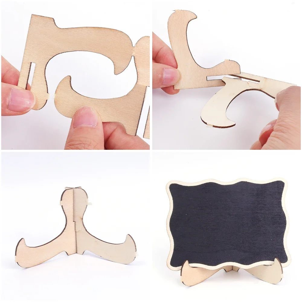 1-10PCS แบบพกพากระดานดําไม้ MINI บอร์ดข้อความป้าย Chalkboard DIY ตกแต่งสําหรับงานแต่งงานวันเกิด PARTY