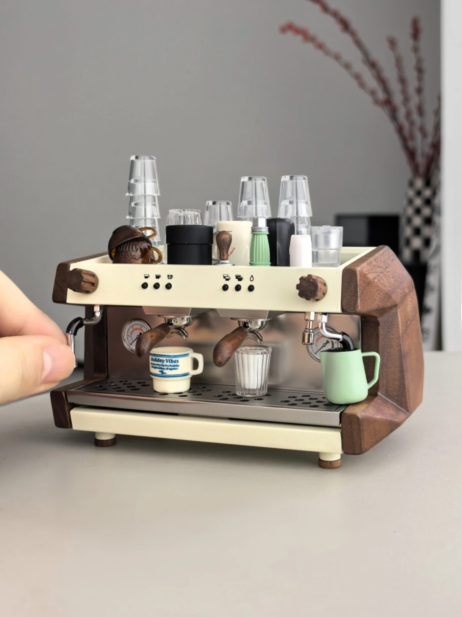 Modelo de casa de muñecas, muebles, accesorios, mini modelo, máquina de café comercial, 1/6