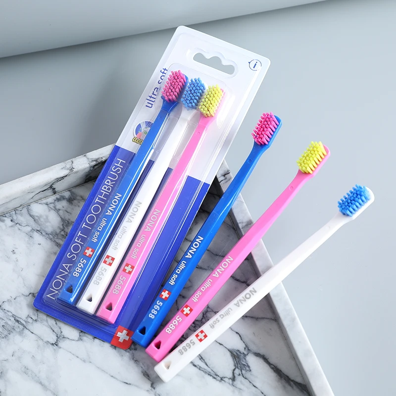 Nona Cepillo de dientes de microfibra ultrasuave, cepillo de dientes manual de alta densidad estilo suizo 5460, limpieza suave y cuidado de las encías, juego para el hogar,