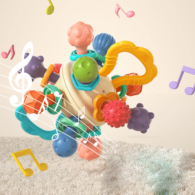 Baby Activity Balls Toy Development Game Rotating Rattle Teether Grasping Activity Baby Ball Sensory Toys For Babies 0 12 Months