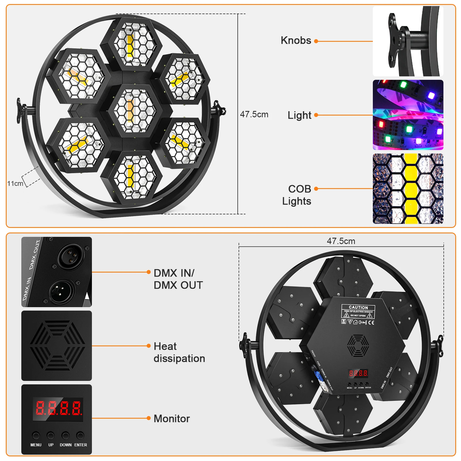 Yiflamefly 7x50W światło retro RGBW COB diody LED oświetlenie wysoka jasność Uplight DMX512 aktywowany dźwiękiem na koncert kościelny ślub