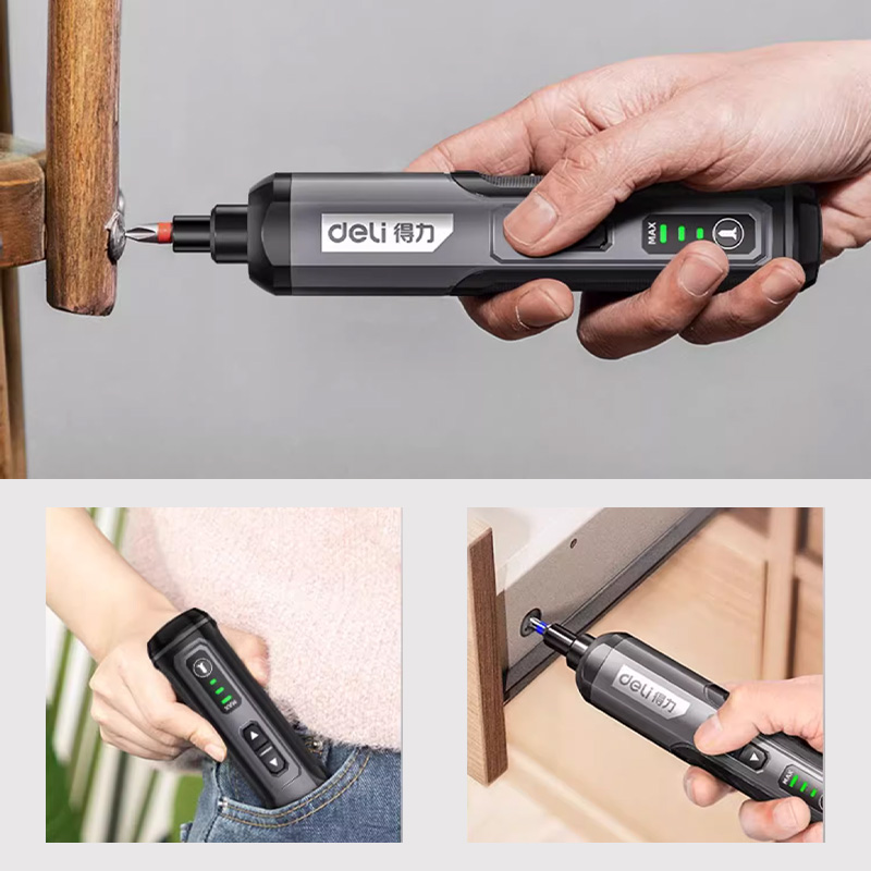 Deli 4V Mini Electrical Screwdriver Set Portable LED Kit Smart Cordless Electric Screwdrivers USB Rechargeable Hand Drill Tools
