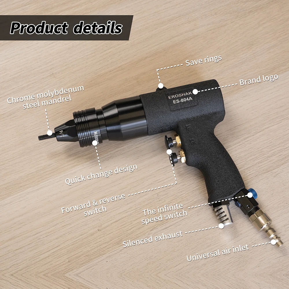 HIFESON Self-Lock นิวเมติก Rivet Nut ปืนใส่ด้ายดึง Setter Riveters สําหรับอลูมิเนียมและถั่วเหล็ก