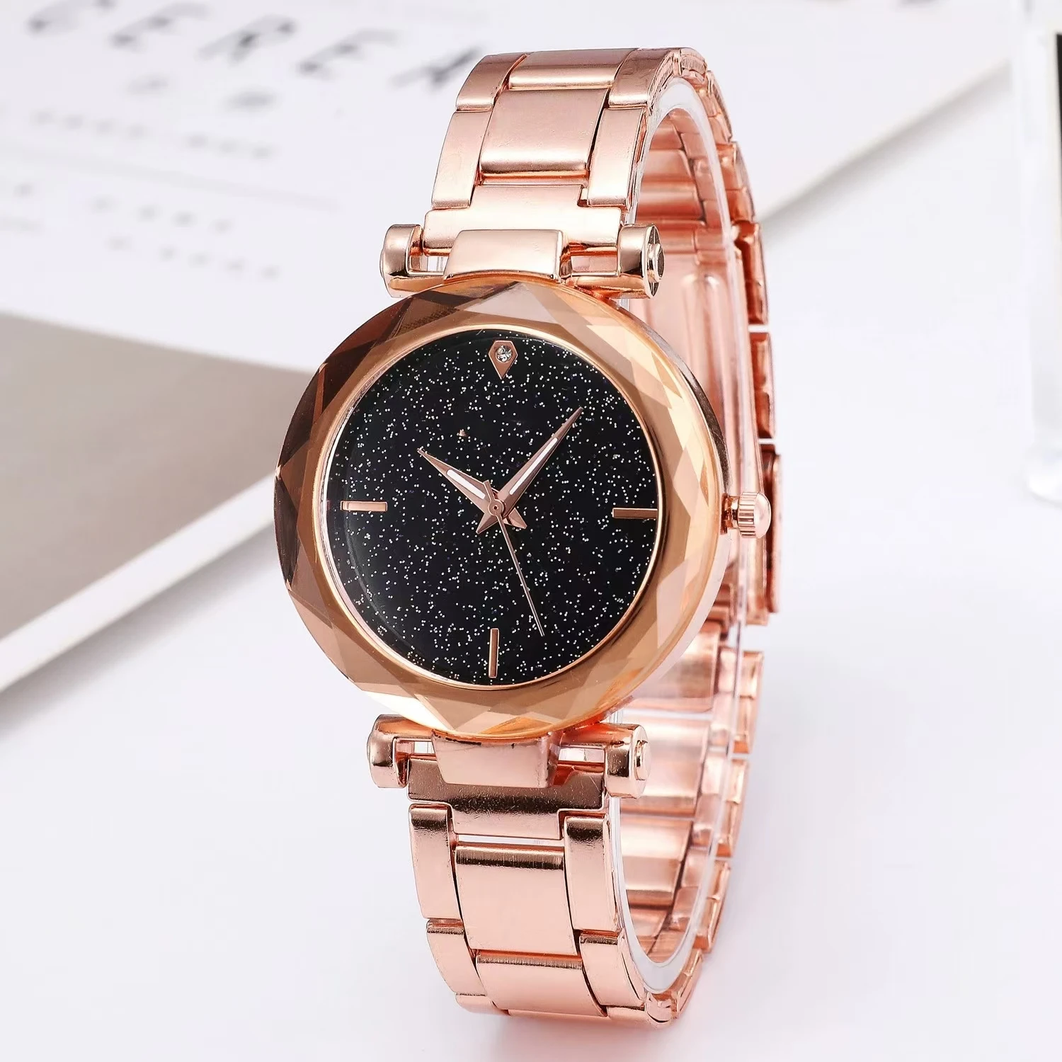 Reloj de cuarzo, conjunto de ocio a la moda, reloj con correa de acero, reloj de pulsera de aleación con diamantes de imitación, reloj para mujer