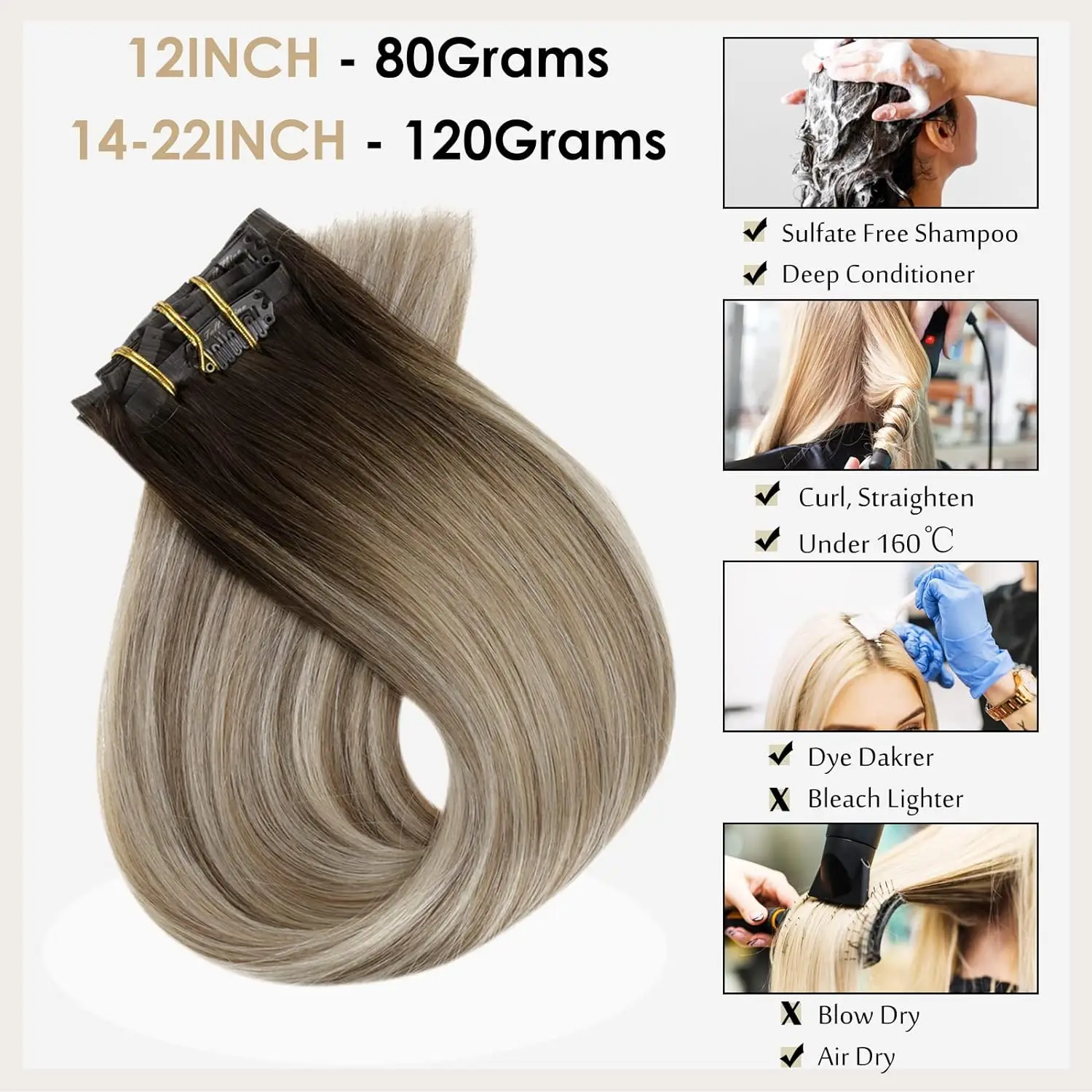 Toàn Phần Sáng Bóng Liền Mạch Kẹp Trong Tóc Remy Tóc 8 Chiếc 100G PU Băng Keo Trong Tóc Ombre tóc Vàng Màu Da Sợi Ngang