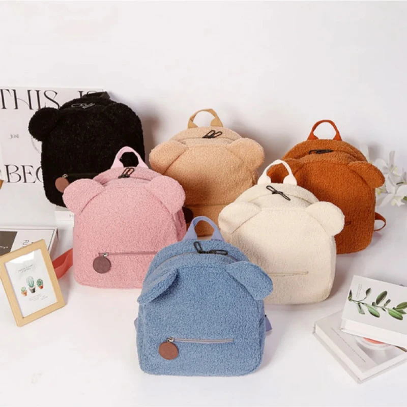 Zaino con orso di peluche Borsa da viaggio dolce da donna Zaino simpatico cartone animato Borsa regalo Zaino per orecchie da orso piccolo per il tempo libero alla moda