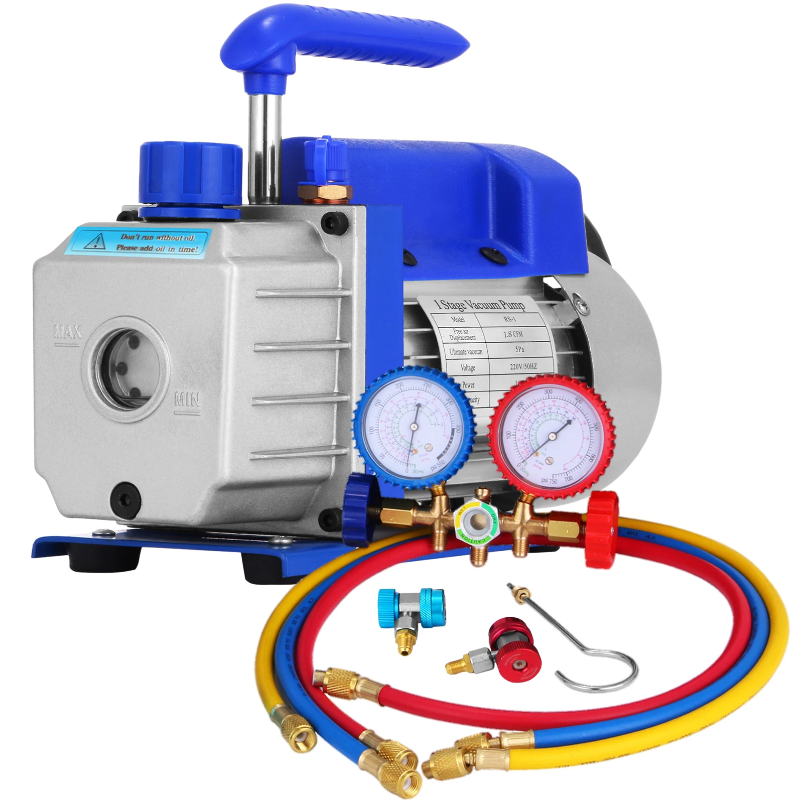 Zestawy pomp próżniowych do czynnika chłodniczego SucceBuy 1.8 CFM - 4.8 CFM HVAC 1/3HP 1/4 HP z manometrem do domowych klimatyzacji.