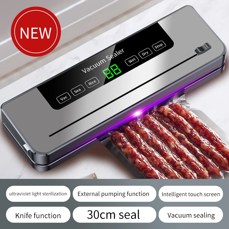 Vacuum Sealer for Home Packaging Fresh-keeping Machine Digital Display Vacuum MachineDry/Wet Food Sealer Built-in Cutter