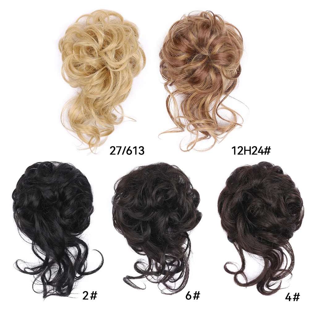 Tổng Hợp Búi Tóc Rối Scrunchy Tặng Lượn Sóng Chignon Thun Scrunchie Tóc Miếng Cô Dâu Bộ Tóc Giả Dễ Dàng Bun Updos Nữ Bé Gái