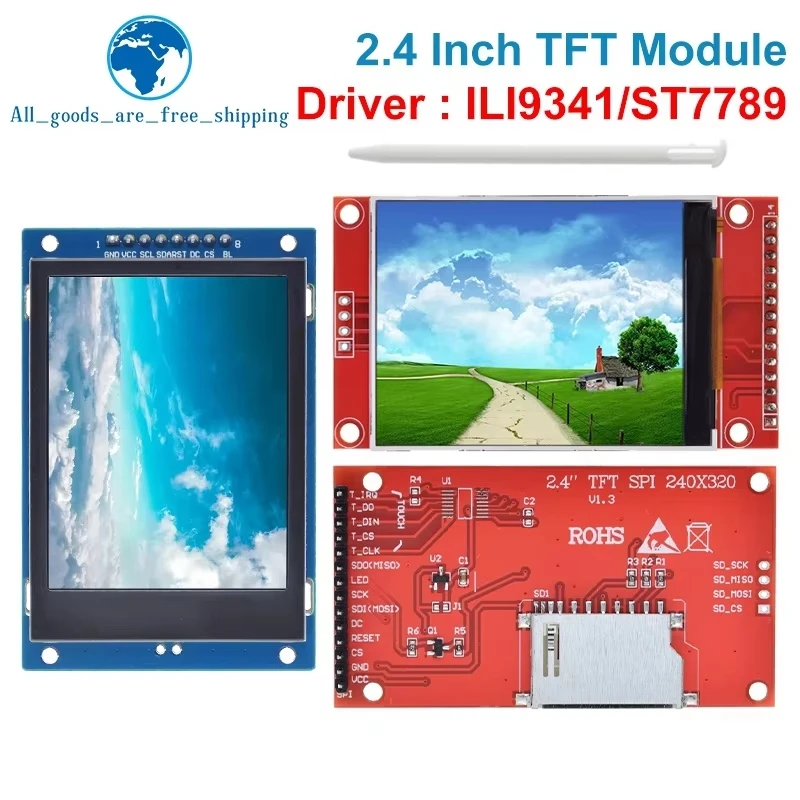 Módulo de porta serial lcd tft 2.4 polegadas 240x320 spi 5v/3.3v cartão micro sd ili9341/st7789v display lcd com toque/sem toque
