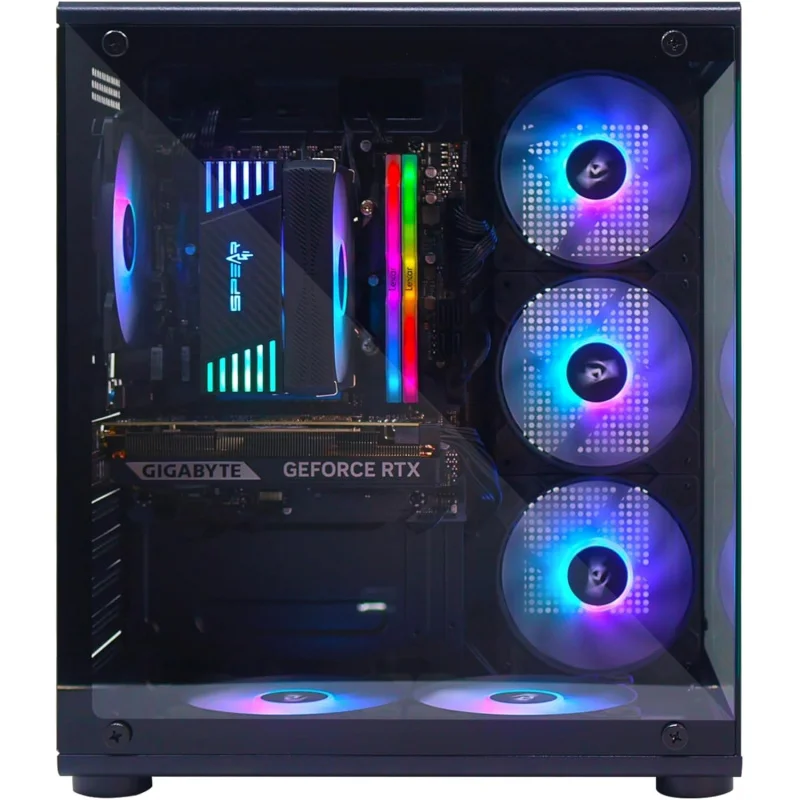 게이밍 PC – i5-14400F, RTX 5050 8GB 트리플 팬, 32GB DDR5, 1TB NVMe SSD 3300MB/s, 600W PSU, ARGB 케이스 (6개의 ARGB 팬 및 리모컨 포함)