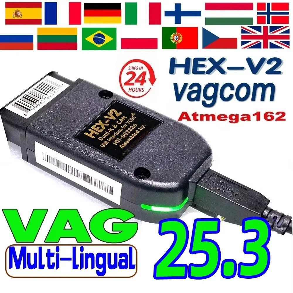 2025 VCDS 25,3 VAG сканер кабель инструмента OBD2 диагностический многоязычный HEX V2 Wesheu VCDS VAG COM для Audi SKODA VW Car