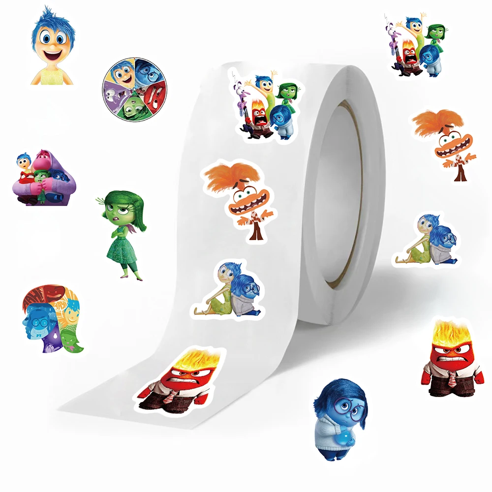 500 pezzi Inside Out Disney Anime adesivi Kawaii simpatico cartone animato etichetta adesivi sigillo rotoli adesivi per telefono adesivi per bagagli giocattoli