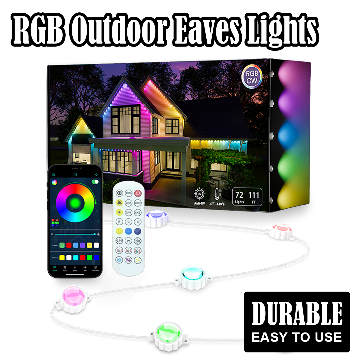 Bluetooth/WIFI Traufe Lichter Dekoration UNS Stecker LED Leuchten Weihnachten Für Home Outdoor Smart Fernbedienung Dekorative Dimmbare licht USB RGB