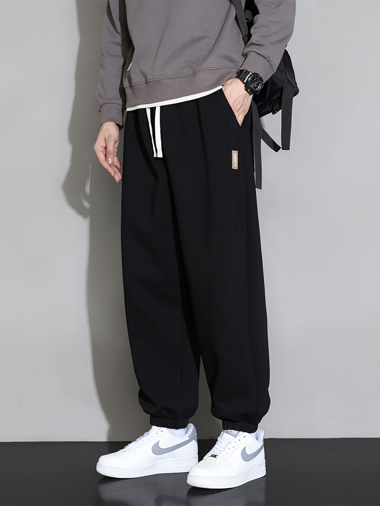 Calça de moletom masculina plus size, 8xl 7xl 6xl, cintura elástica, casual, baggy, preto, cinza, algodão, calças soltas masculinas