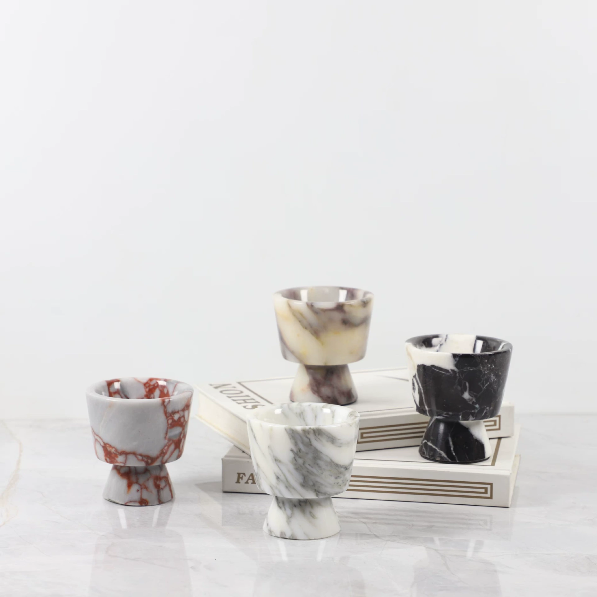 Stenen geurverspreiderbeker - modern minimalistisch decor, handgemaakte marmeren houder voor entree/woonkamer/slaapkamer, villashow plat