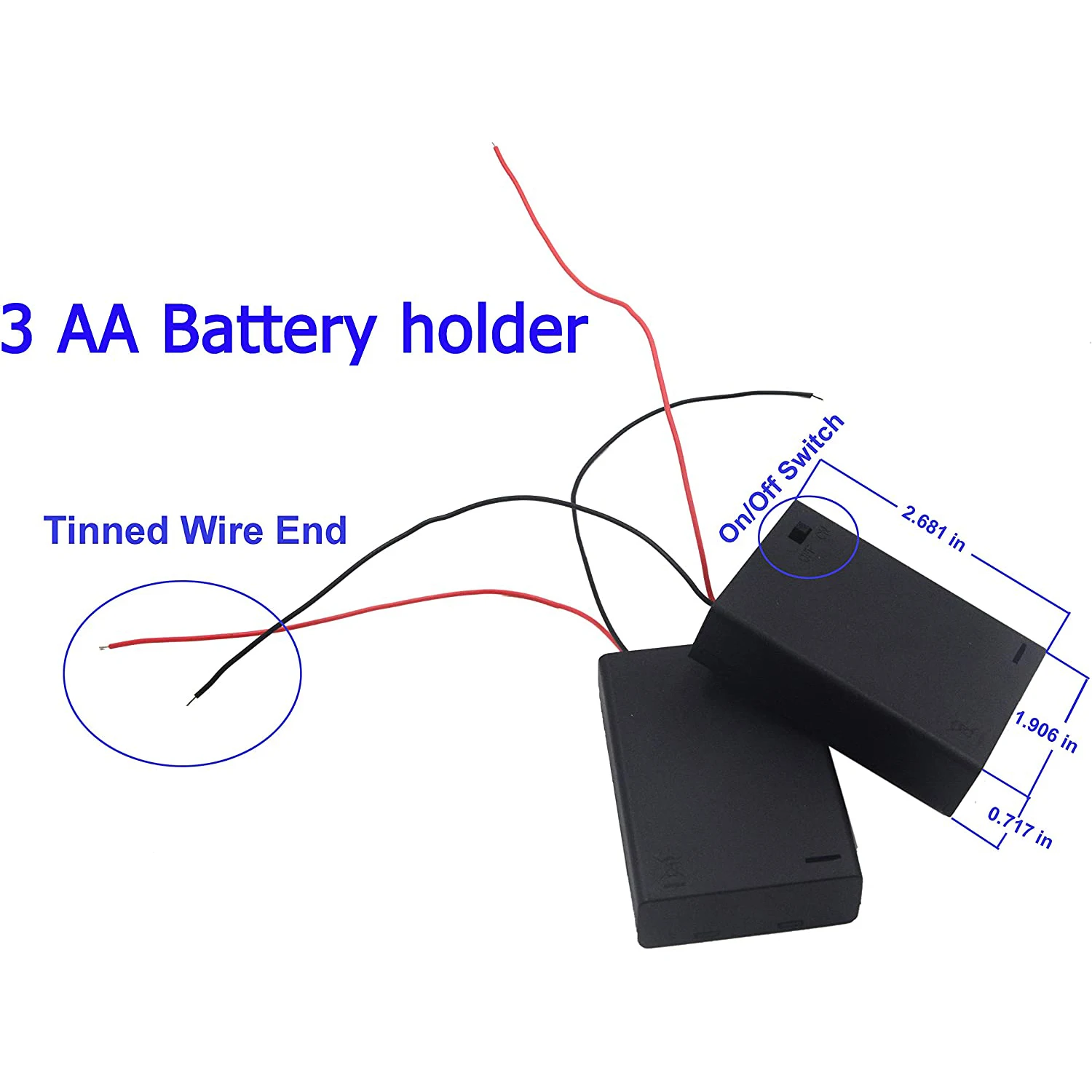1/2/3/4 Khe Cắm AA Pin, 1.5V/3V/4.5V/6V Hộp Pin AA Với Dẫn Dây Tắt/Mở chuyển Đổi Và Vít Nắp Lưng Mặt Sau
