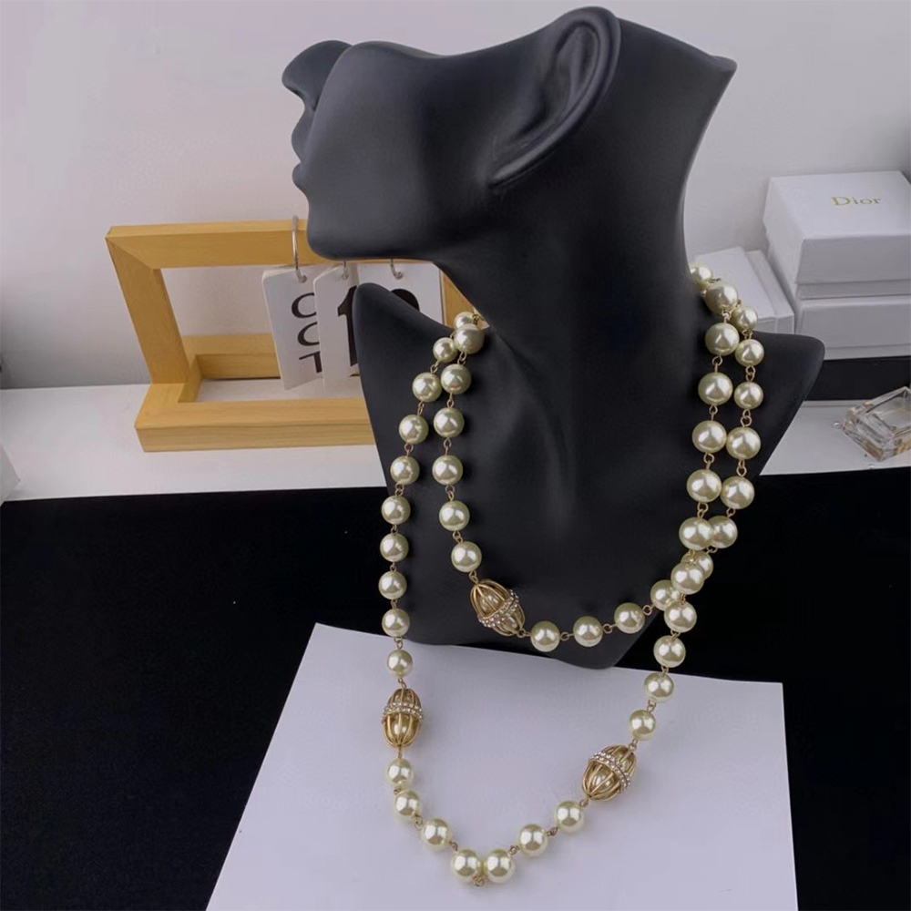 Vintage temperamento vidro pérola contas camisola corrente colar para presente da menina das mulheres festa gargantilha jóias atacado