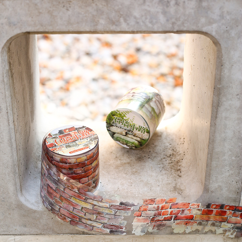 1 個 40 ミリメートル * 200 センチメートル石の壁パスシリーズヴィンテージ壁テクスチャ素材コラージュ PET テープクリエイティブ DIY ジャーナル文具