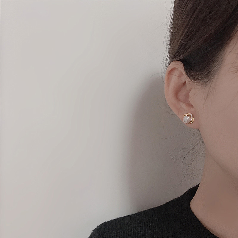 Joyería de oro de 14k de lujo, Pendientes de oro auténtico, Pendientes de tuerca de lujo con perlas de circón para mujer, Pendientes Brincos Bijoux