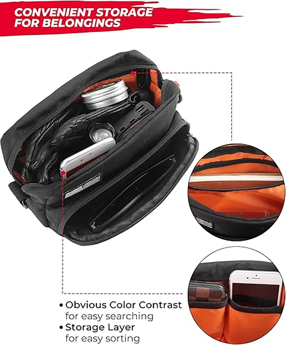 KEMIMOTO Handlebar Bag Universal Front Fork Storage Accessory Saddle Package Compatible with Cruiser Softail Dyna Sportsters