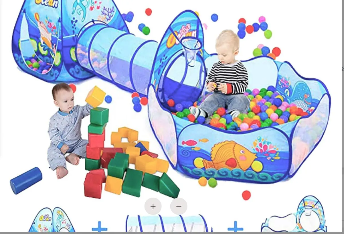 3 in 1 아기 텐트 놀이터 터널 어린이 공 풀 대형 휴대용 어린이 텐트 공 구덩이 크롤링 터널 아이 놀이터 집