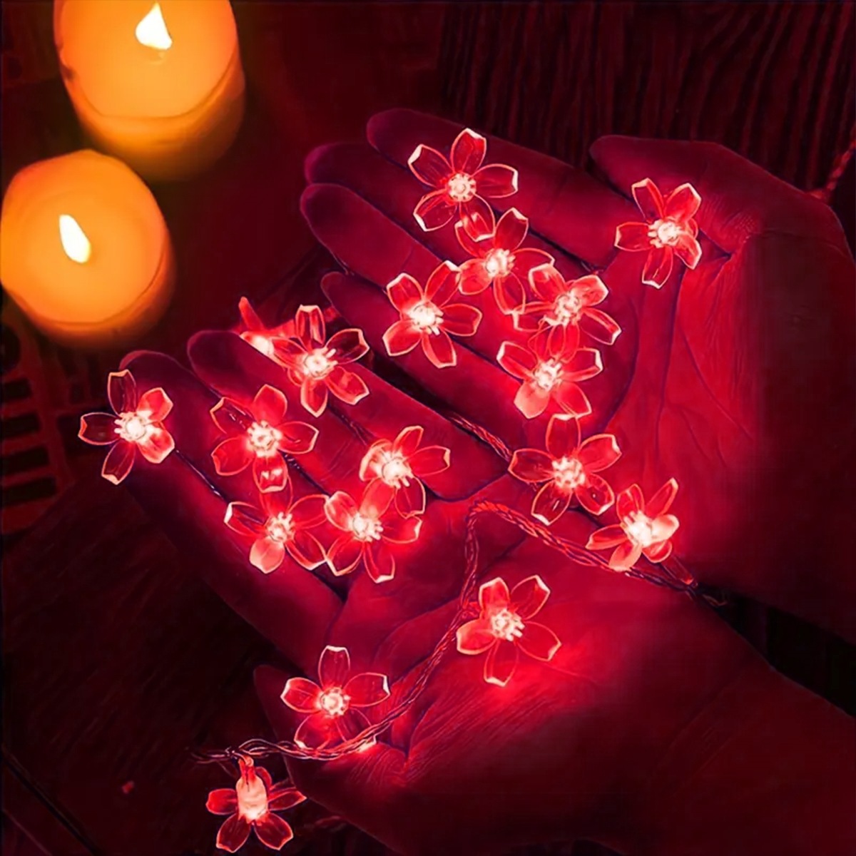 1pc 10M 80LED Cherry Blossom Flower String Lights With 8 Lighting Modes USB Powered for Home Garden Party Festival Decoration