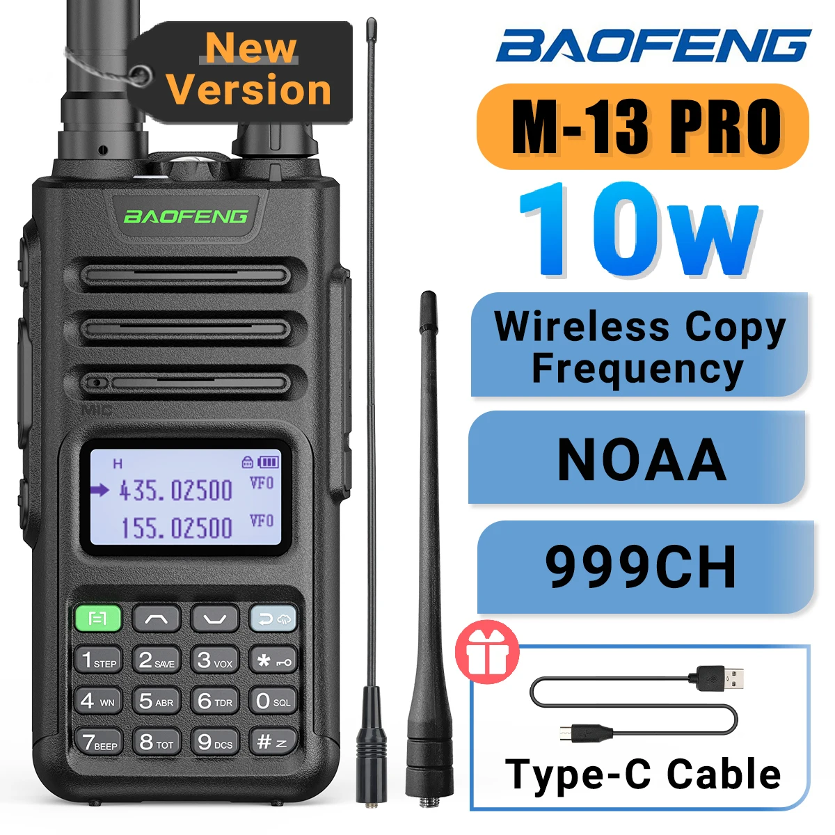 Baofeng M-13 PRO V1 V2 Hochleistungs-Multiband-Walkie-Talkie Typ C-Ladegerät mit großer Reichweite, verbessertes UV-13 5R-Transceiver-Funkgerät