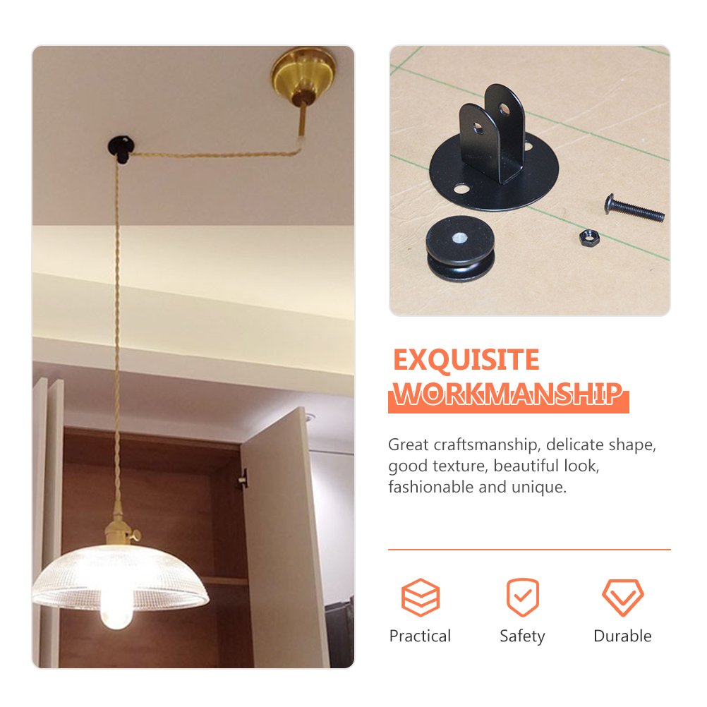 Suku Cadang Pengganti Pengangkat Lampu Gantung Katrol Lampu Gantung Hitam untuk Membuat Lampu Aksesori Penerangan Sistem Katrol Pemasangan di Dinding