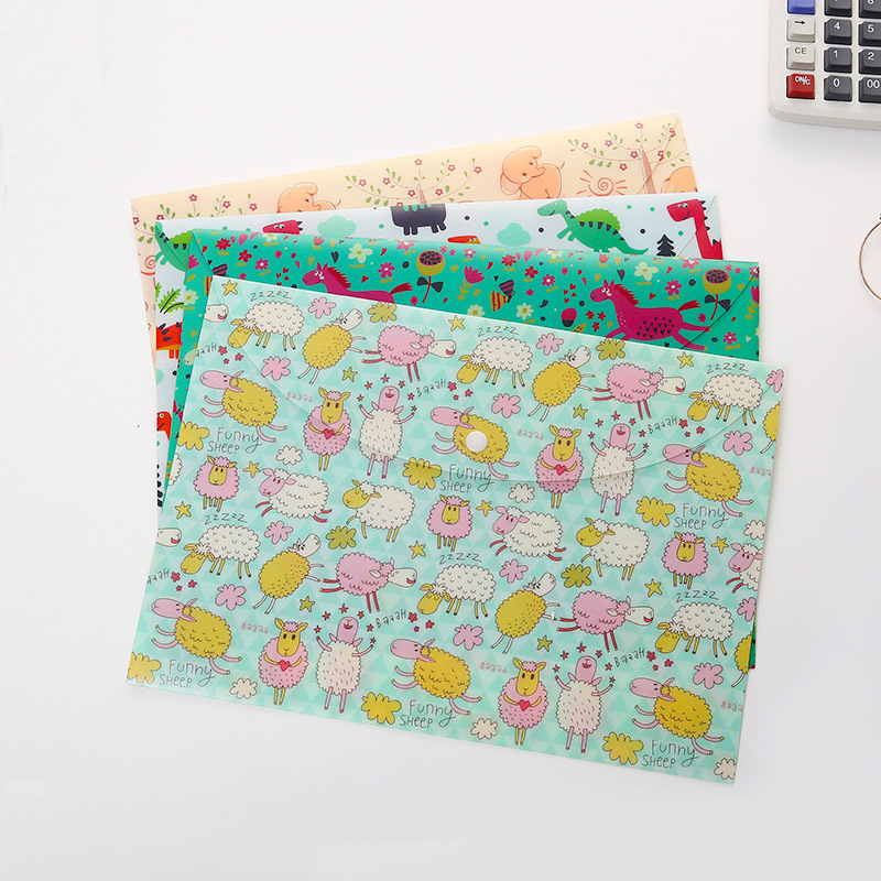 1 шт. A4 милая папка с пуговицами и животными из полипропилена, водонепроницаемая студенческая экзаменационная бумага, органайзер для документов, школьные и офисные аксессуары