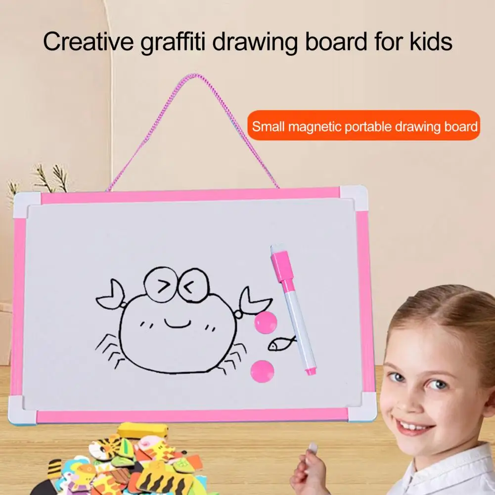 Magnetic Whiteboard Set with PVC Frame Smooth Writing Surface Erasable Writing Board Magnetic Dry Erase Board with Pen 2 Buckles