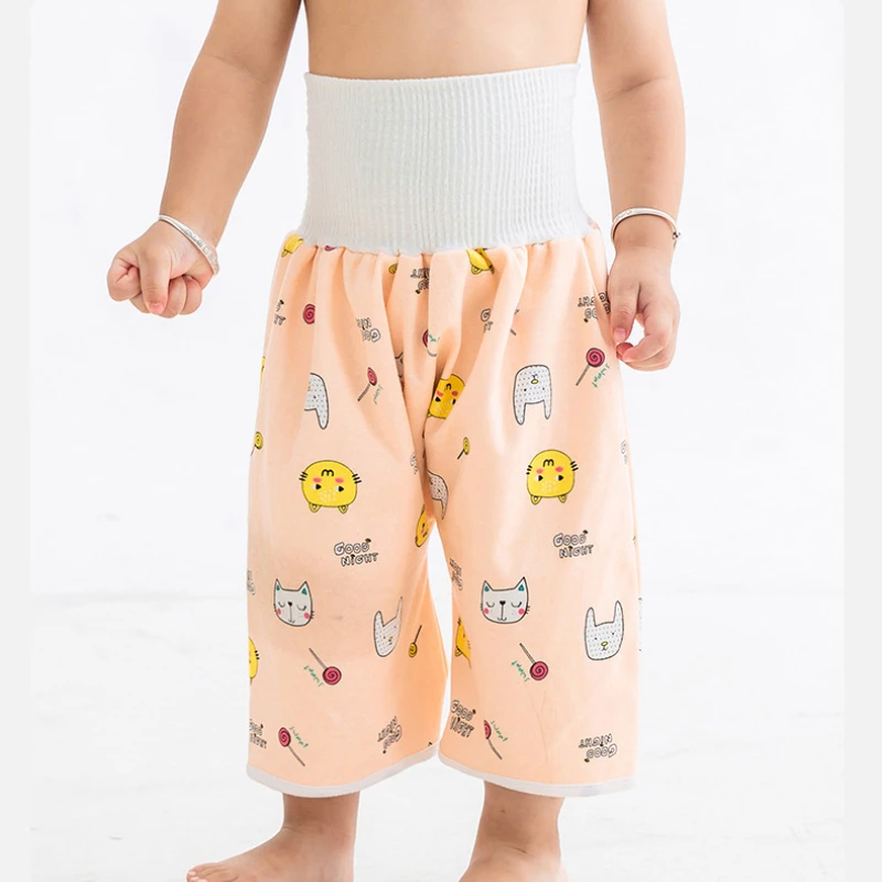 Calças de bebê para crianças Fralda impermeável Calça de algodão reutilizável Capa de esteira de vazamento 2 em 1 Roupa de cama para dormir