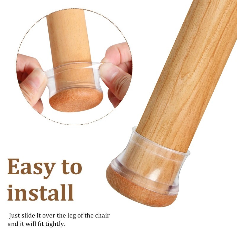 24Pcs Chair Leg Floor Protectors for Hardwood Floors, Silicone Chair Caps Covers Furniture Pads Sliders  Wrapped Felt Bottom