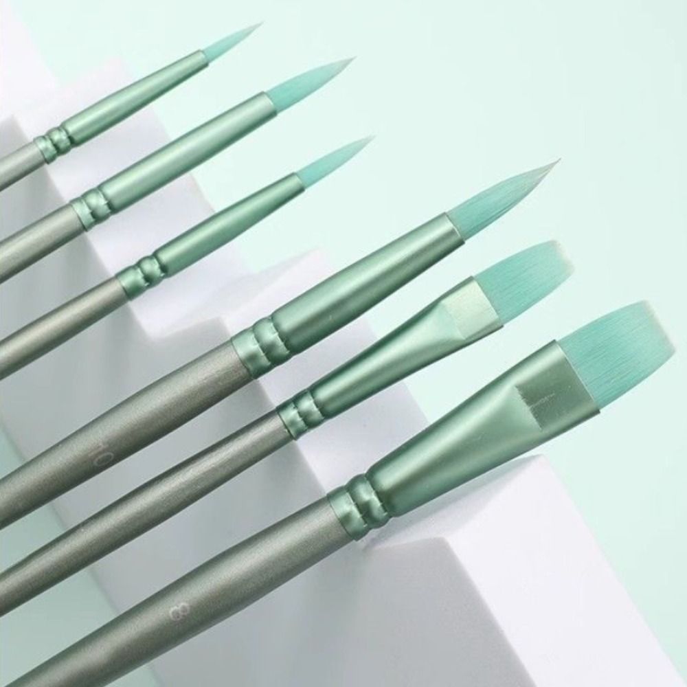 4/6pcs soft hair Painting Brush Set Professional Nylon Watercolor Drawing Brushes Wooden Handle Different Shape