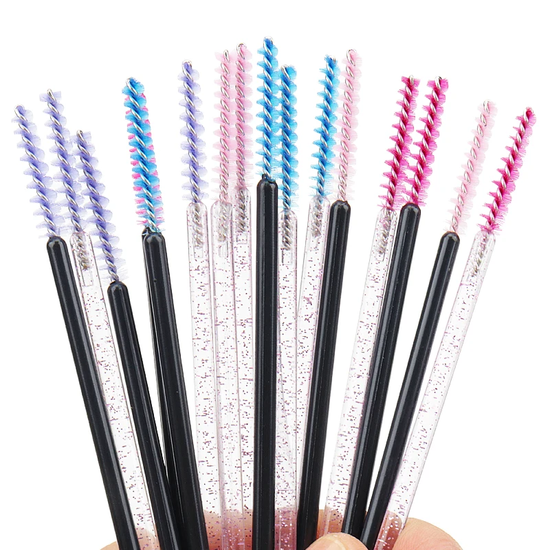 Bộ 50 Trang Điểm Lông Mi Bàn Chải Dùng Một Lần Pha Lê Chải Chân Mày Kim Cương Tay Cầm Mascara Cây Đũa Phép Applicator Hàng Mi Nối Dài Dụng Cụ