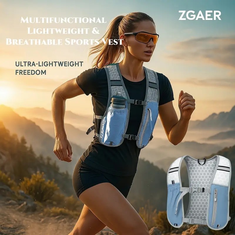For Biking Running Storage Vest Lightweight Running Vest Reflective Hydration Water Chest Pack With Phone Storage Pocket